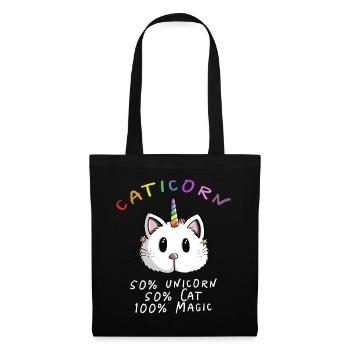 Kawaii Caticorn Unicorn Cat - licorne magique - Sac en tissu - noir - Devant