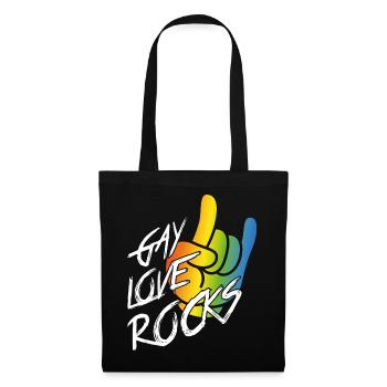 Schwule Liebe rockt - Stoffbeutel - Schwarz - Vorne