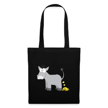 Kindermotiv Esel Tiershirt Geschenkidee Goldesel - Stoffbeutel - Schwarz - Vorne