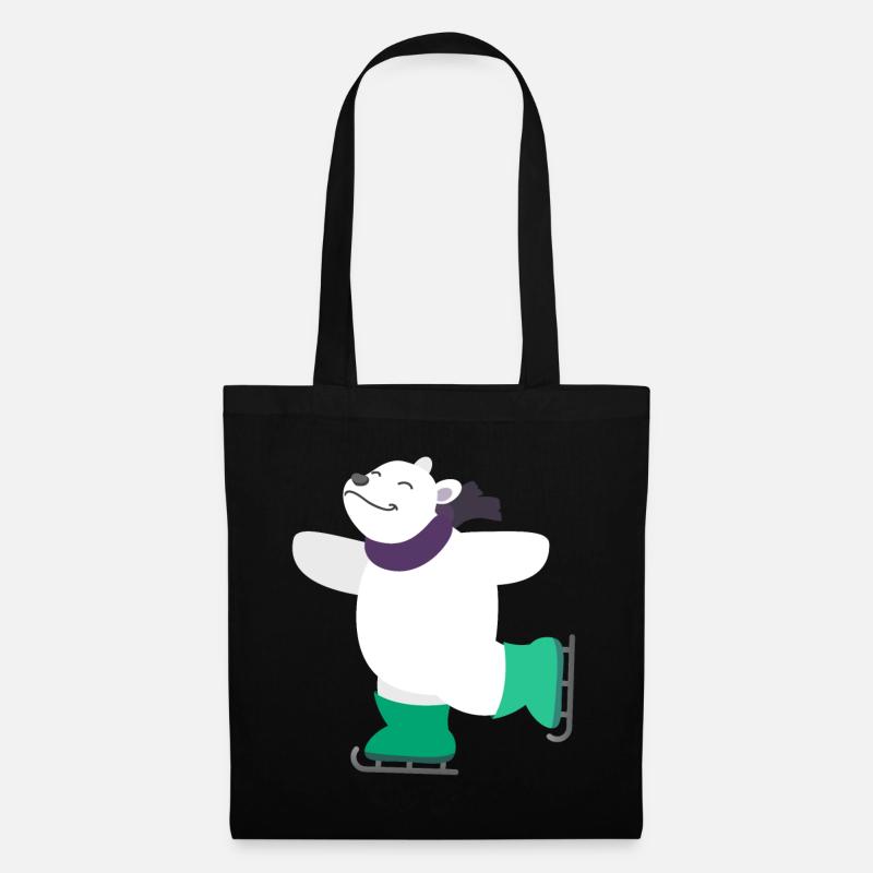 Kindermotiv Tiershirt Geschenkidee Eisbär auf Eis - Stoffbeutel - Schwarz