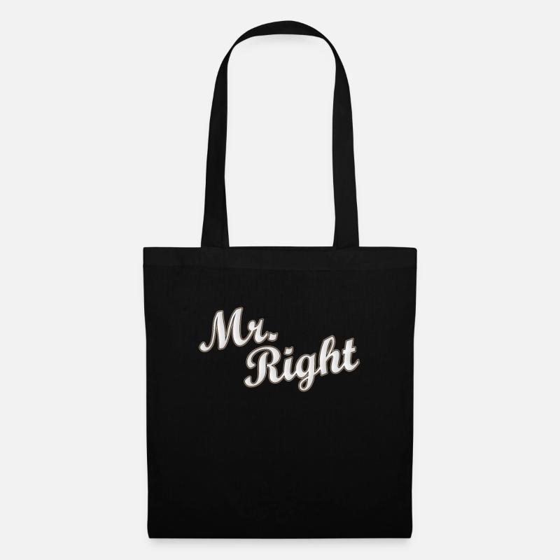 Mr Right Paarshirt / Partnershirt Geschenkidee - Stoffbeutel - Schwarz