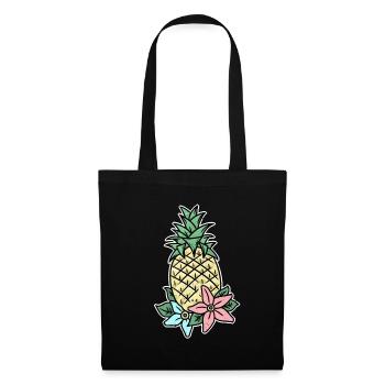 Orchidee Ananas Kahlo Kunst Hawaii Geschenkidee - Stoffbeutel - Schwarz - Vorne