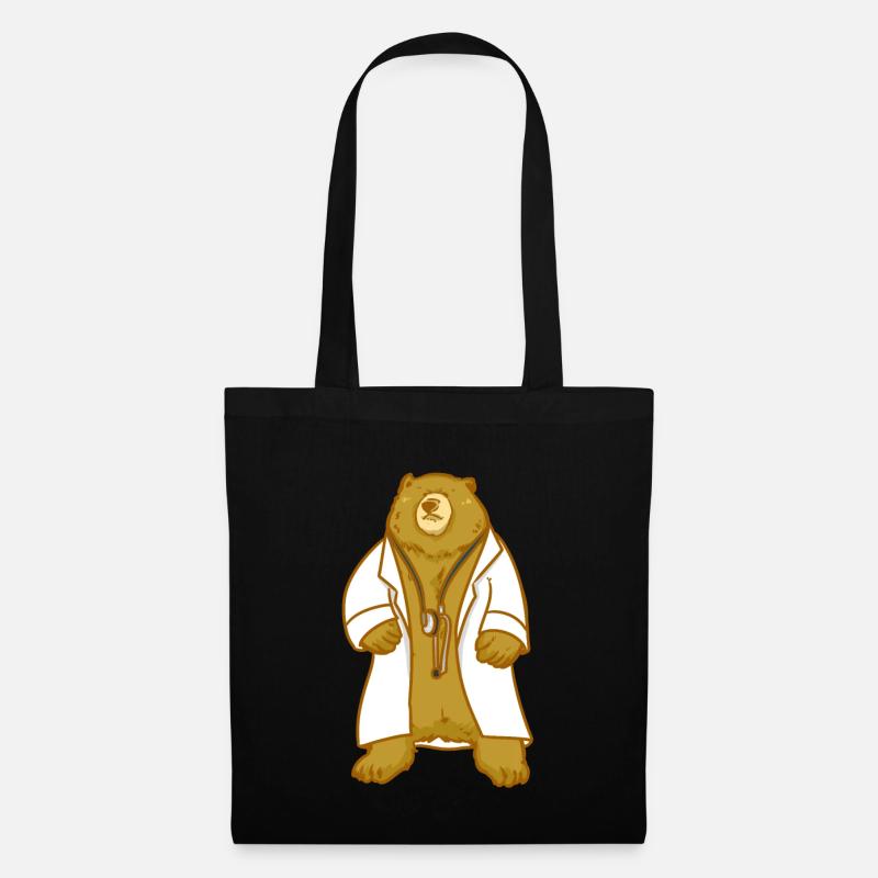 Doktor Bär Arzt Teddybär Geschenk - Stoffbeutel - Schwarz