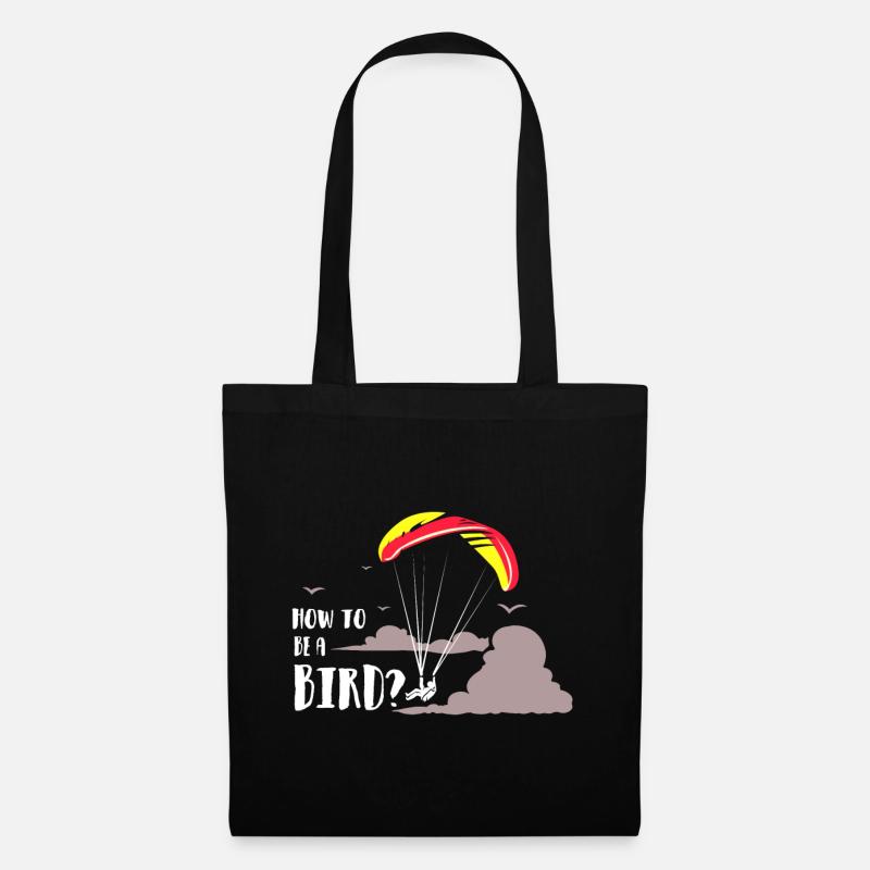 Paragliding Fallschirm extrem Sport Geschenk - Stoffbeutel - Schwarz
