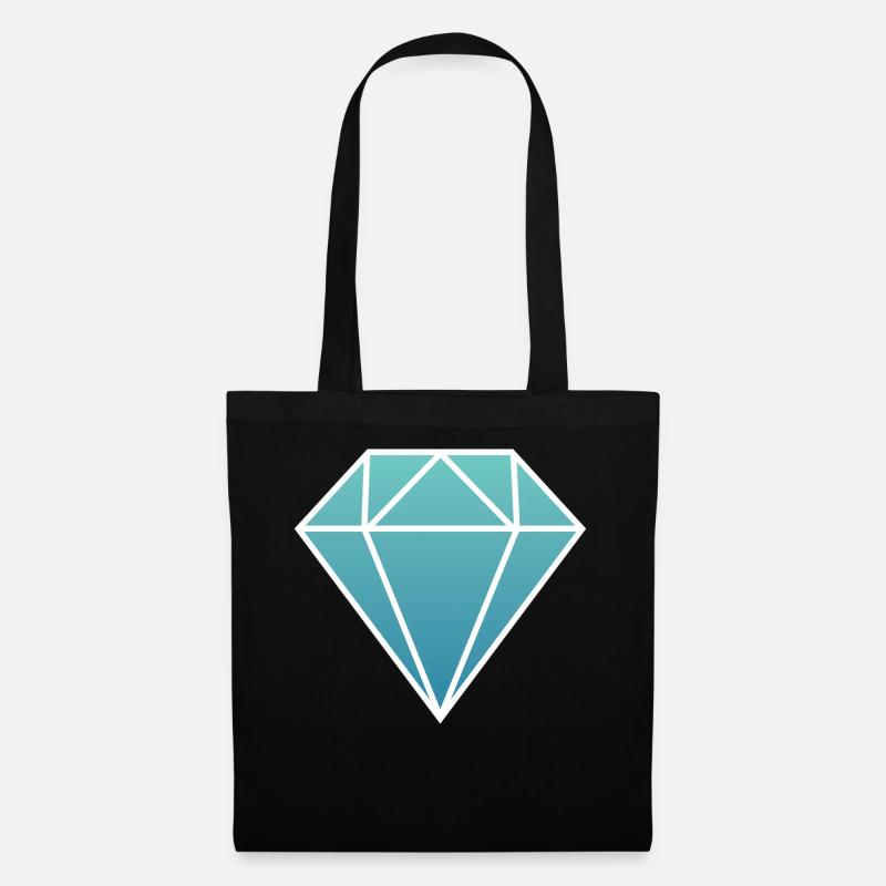 diamant diamond simple logo blau türkis edelstein - Stoffbeutel - Schwarz