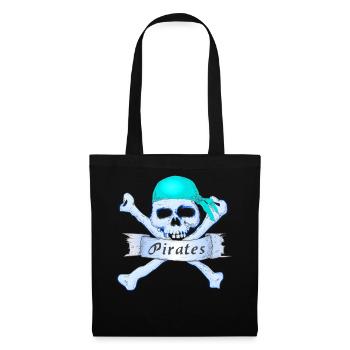 Crâne de pirate - Sac en tissu - noir - Devant