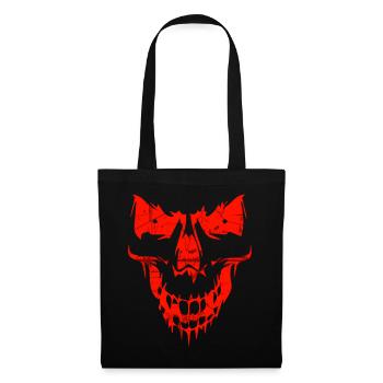 Roter Totenkopf Grunge Stil - Stoffbeutel - Schwarz - Vorne