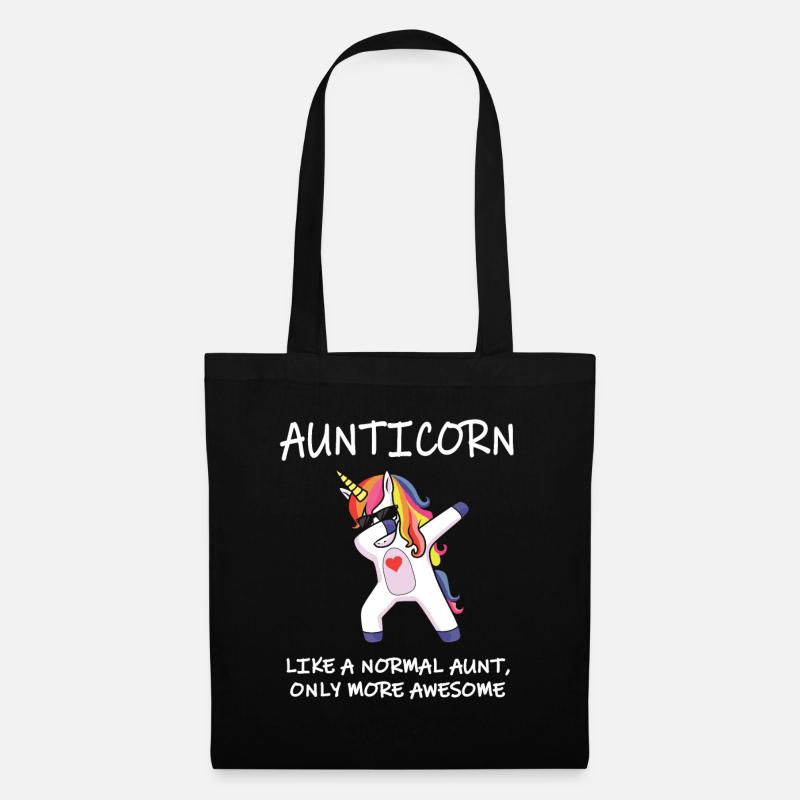 Aunticorn Einhorn Tante Geschenk - Stoffbeutel - Schwarz