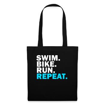 Triathlon - SWIM BIKE RUN REPEAT - Stoffbeutel - Schwarz - Vorne
