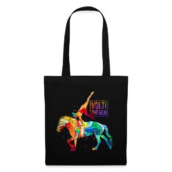 Voltigieren Pferd Geschenk - Stoffbeutel - Schwarz - Vorne