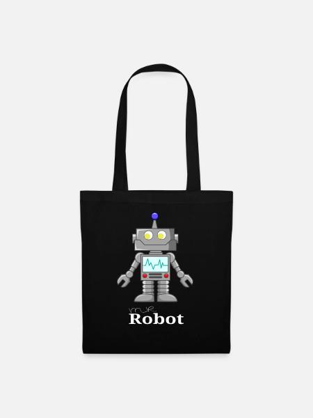 Süßer Retro Roboter – Bot Sci-Fi Kids - Stoffbeutel - Schwarz
