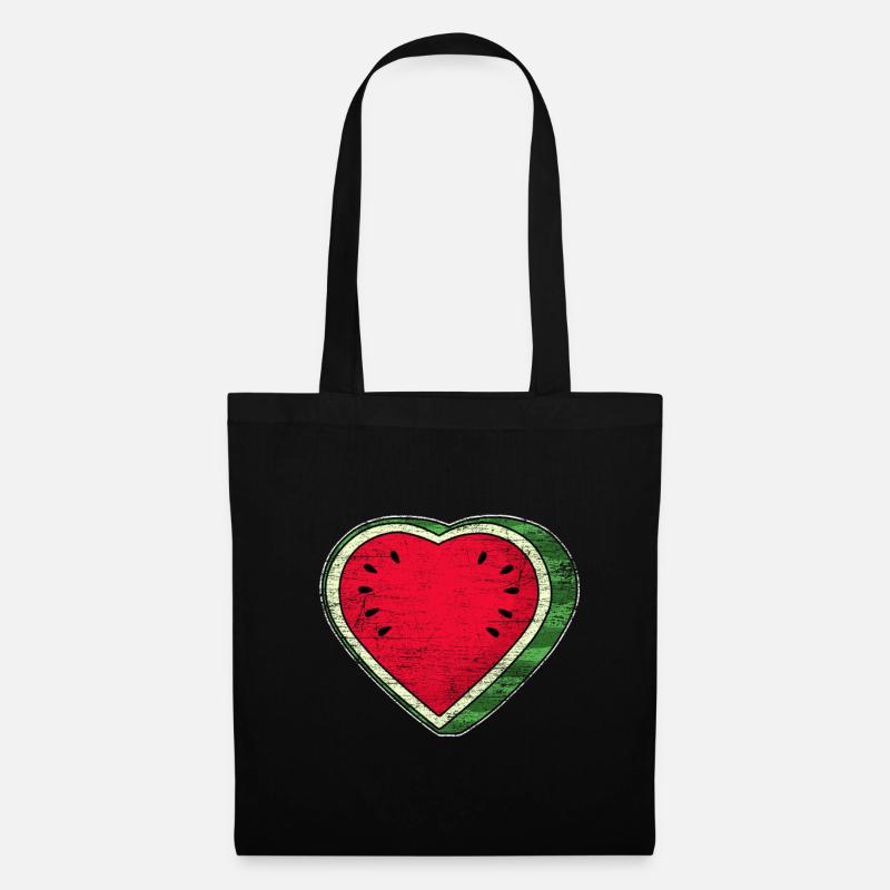 Wassermelone Herz - Stoffbeutel - Schwarz