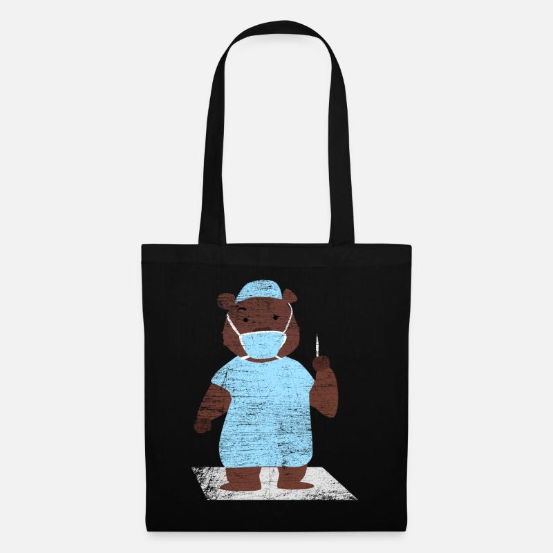 Bär Chirurg Geschenk - Stoffbeutel - Schwarz