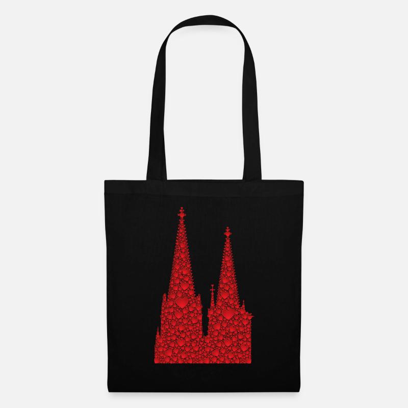 Kölner Dom Herzen Kölle Liebe Herz Karneval Köln - Stoffbeutel - Schwarz