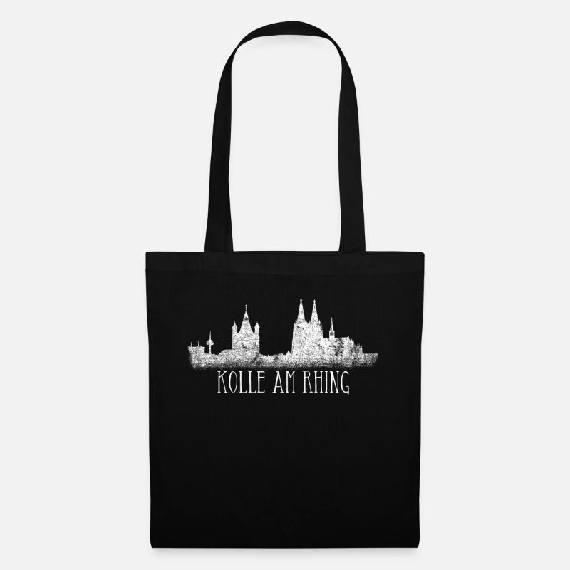 Köln Skyline Kölle am Rhing Kölner Dom am Rhein - Stoffbeutel - Schwarz