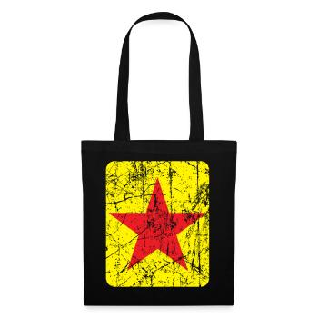 Red star on a yellow background and vintage effect - Tote Bag - black - Front