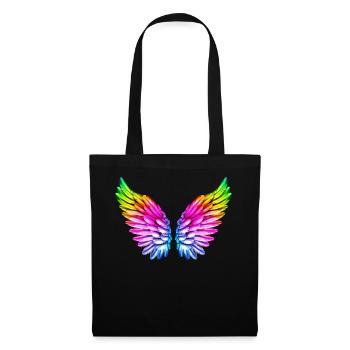 LGBT Ailes anges ailes coloré arc-en-ciel - Sac en tissu - noir - Devant