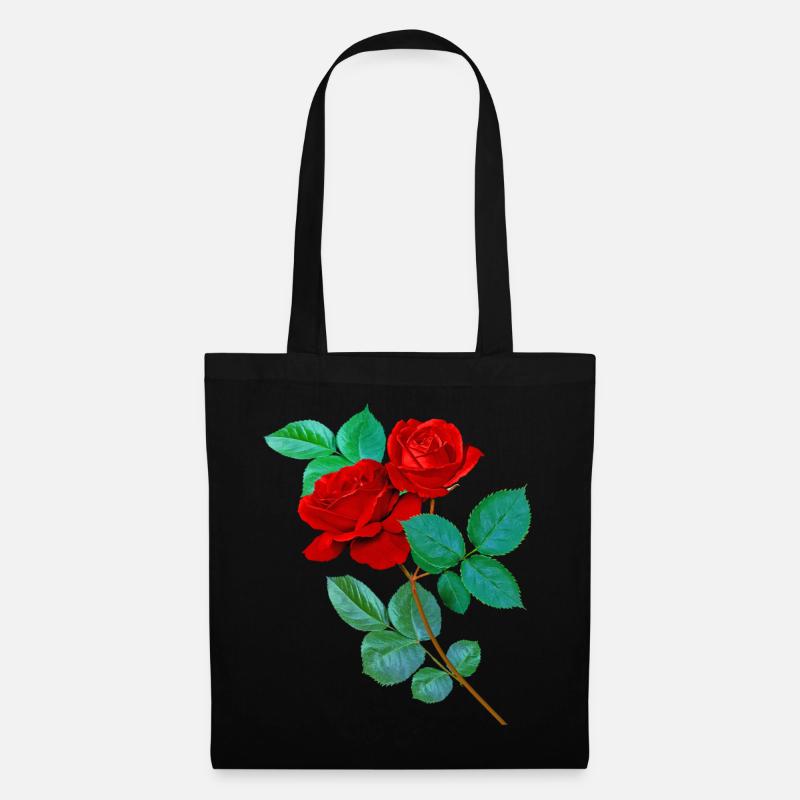 Rote Rosen - Stoffbeutel - Schwarz