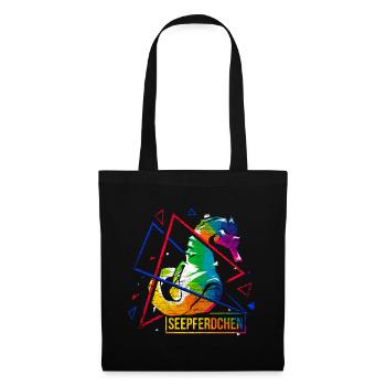 Seepferdchen Polygon Geschenk - Stoffbeutel - Schwarz - Vorne