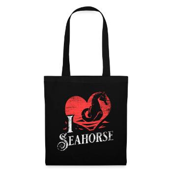 Seepferdchen Geschenk - Stoffbeutel - Schwarz - Vorne