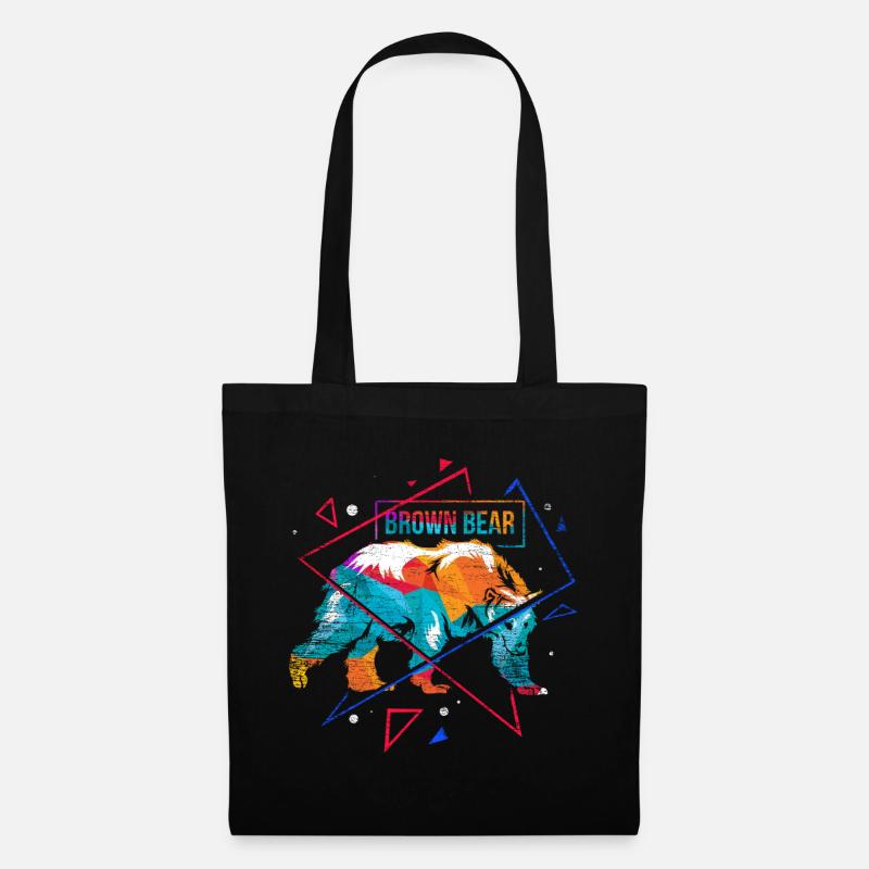 Polygone ours brun - Sac en tissu - noir