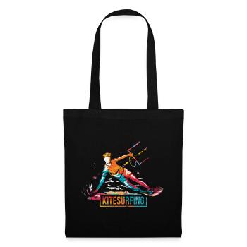 Cadeau polygone de kitesurf - Sac en tissu - noir - Devant