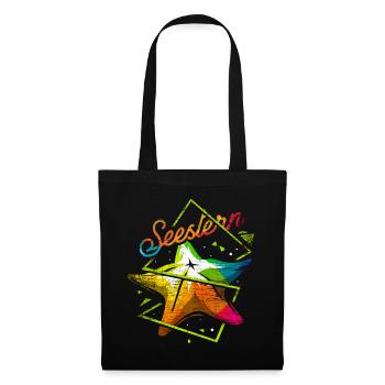 Seestern Polygon Geschenk - Stoffbeutel - Schwarz - Vorne