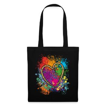Coeur coloré Art Design Graffiti Look - Sac en tissu - noir - Devant