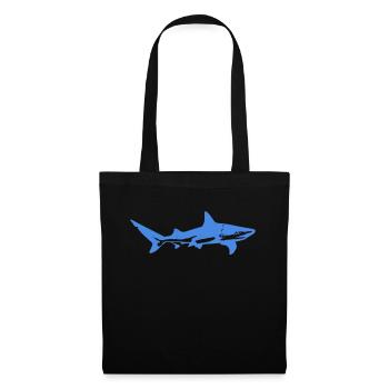 Requin bleu - Sac en tissu - noir - Devant