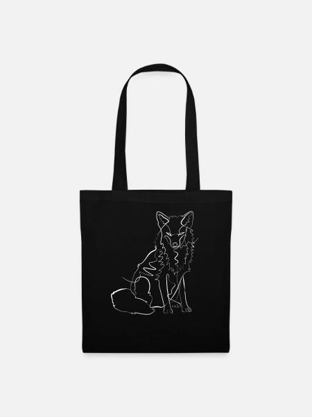 Fuchs Tiermotiv - one line drawing - Stoffbeutel - Schwarz
