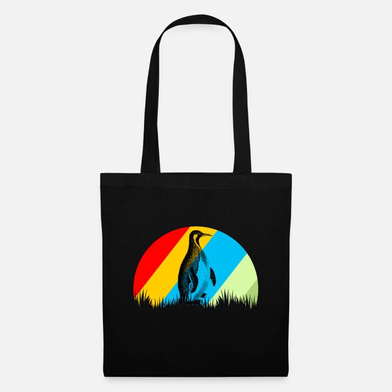 Pinguin Retro Tier Vogel Geschenk - Stoffbeutel - Schwarz