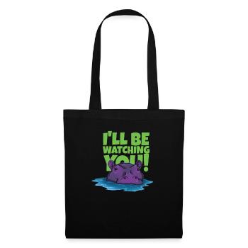 Hippopotame drôle avec texte - Sac en tissu - noir - Devant