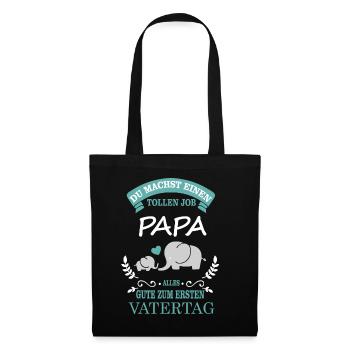Erster Vatertag - Elefant - Stoffbeutel - Schwarz - Vorne