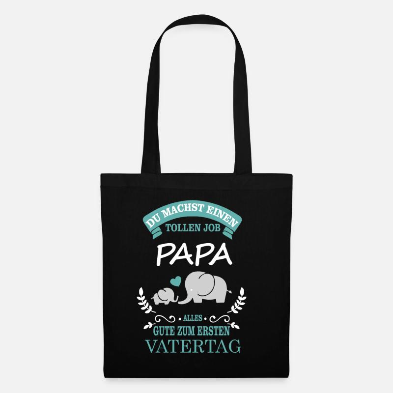 Erster Vatertag - Elefant - Stoffbeutel - Schwarz