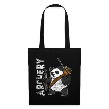 Panda Bogenschießen Geschenk - Stoffbeutel - Schwarz - Vorne