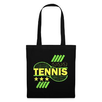 Tennis Farbmotiv Tennisschläger Geschenkidee - Stoffbeutel - Schwarz - Vorne