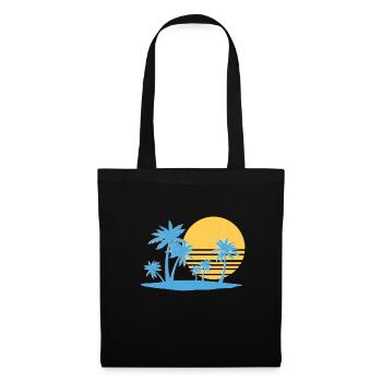 Palm Tree Island 80`s Retro Sommer Palmen Insel - Stoffbeutel - Schwarz - Vorne