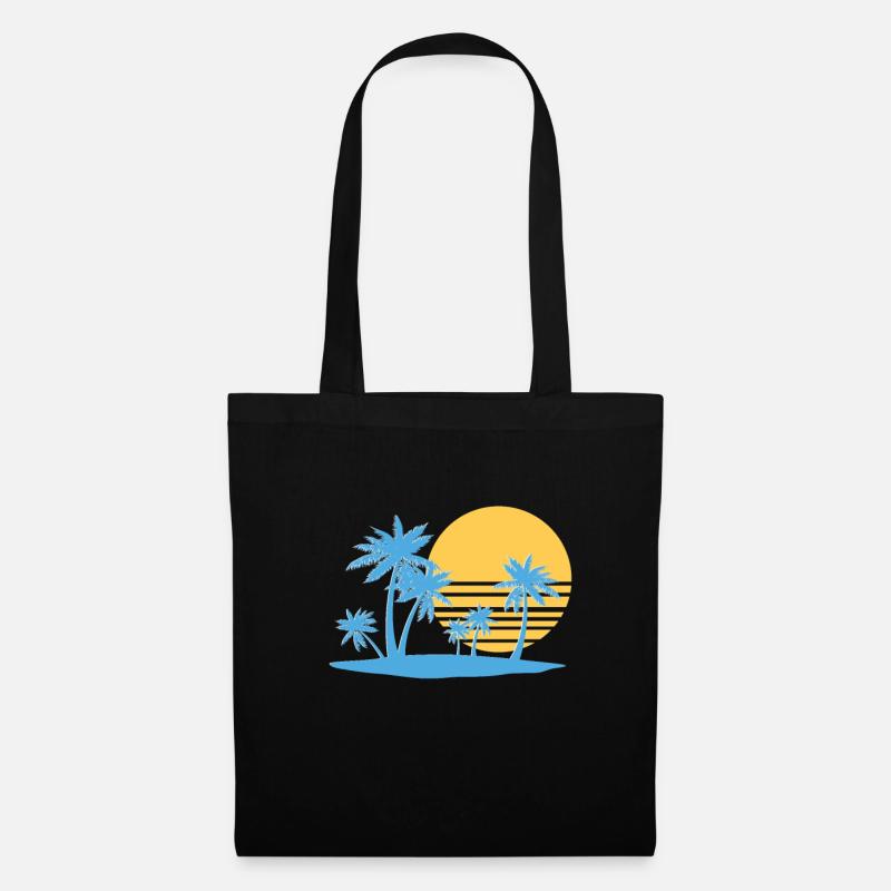 Palm Tree Island 80`s Retro Sommer Palmen Insel - Stoffbeutel - Schwarz