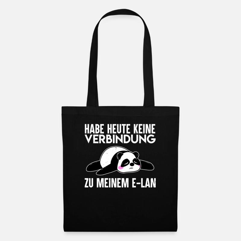 Lustiges E-Lan Panda Lustige Sprüche Fans - Stoffbeutel - Schwarz