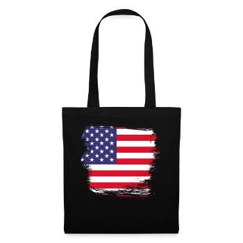 Amerika USA Flagge - Stoffbeutel - Schwarz - Vorne