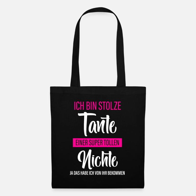 Stolze Tante - Nichte - Stoffbeutel - Schwarz