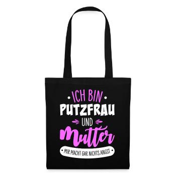 Putzfrau Mutter - Stoffbeutel - Schwarz - Vorne