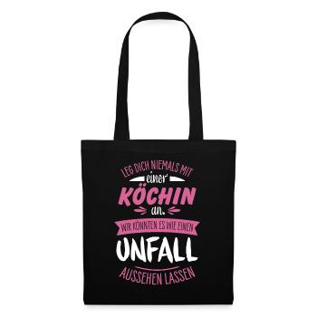 Köchin - Stoffbeutel - Schwarz - Vorne