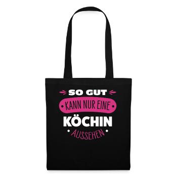 Köchin - Stoffbeutel - Schwarz - Vorne