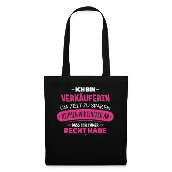 Verkäuferin - Stoffbeutel - Schwarz - Vorne