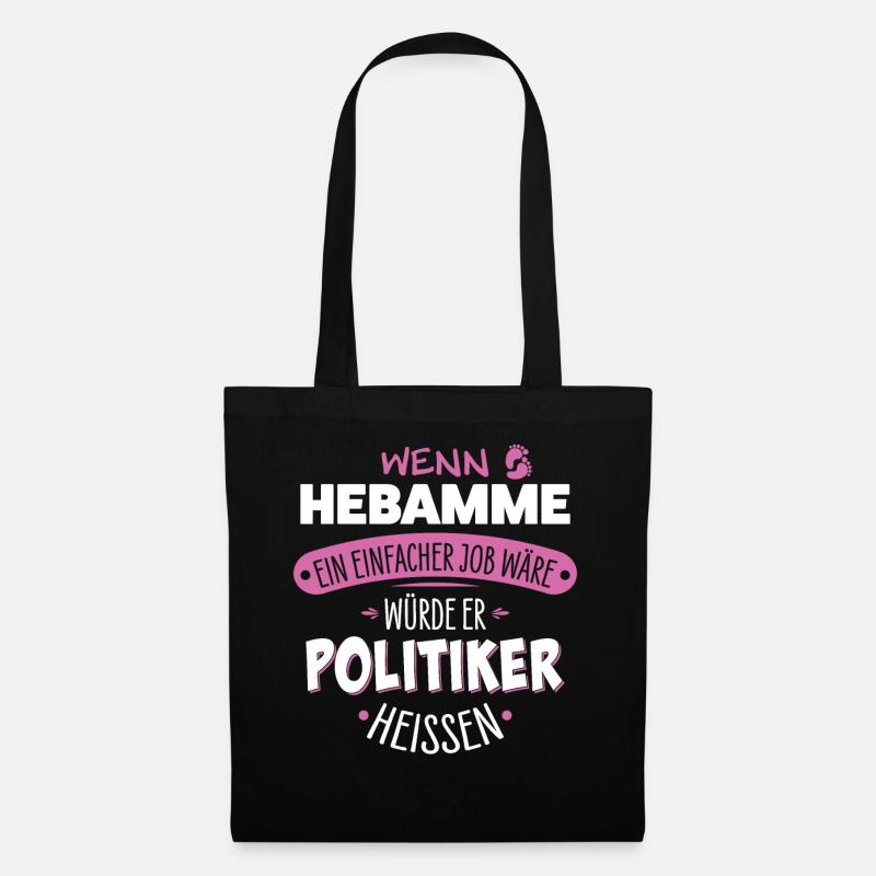 Hebamme - Stoffbeutel - Schwarz