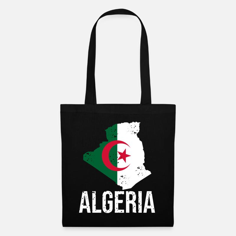 Drapeau algérien dans la conception cartographique - Sac en tissu - noir