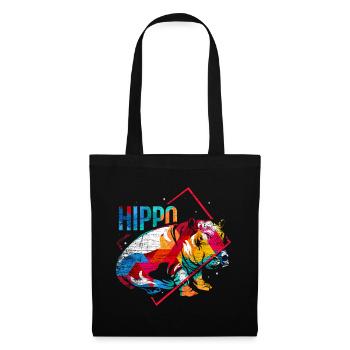 Hippopotame Polygone - Sac en tissu - noir - Devant