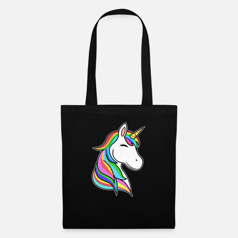 Einhorn Kopf Einhorn Fan - Stoffbeutel - Schwarz