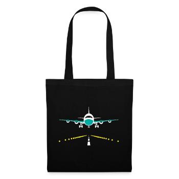 Avion atterrit, aéroport - Sac en tissu - noir - Devant